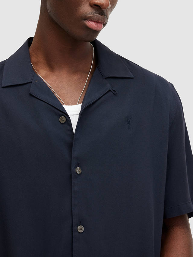 AllSaints Venice Short Sleeve Shirt, Night Sky Blue