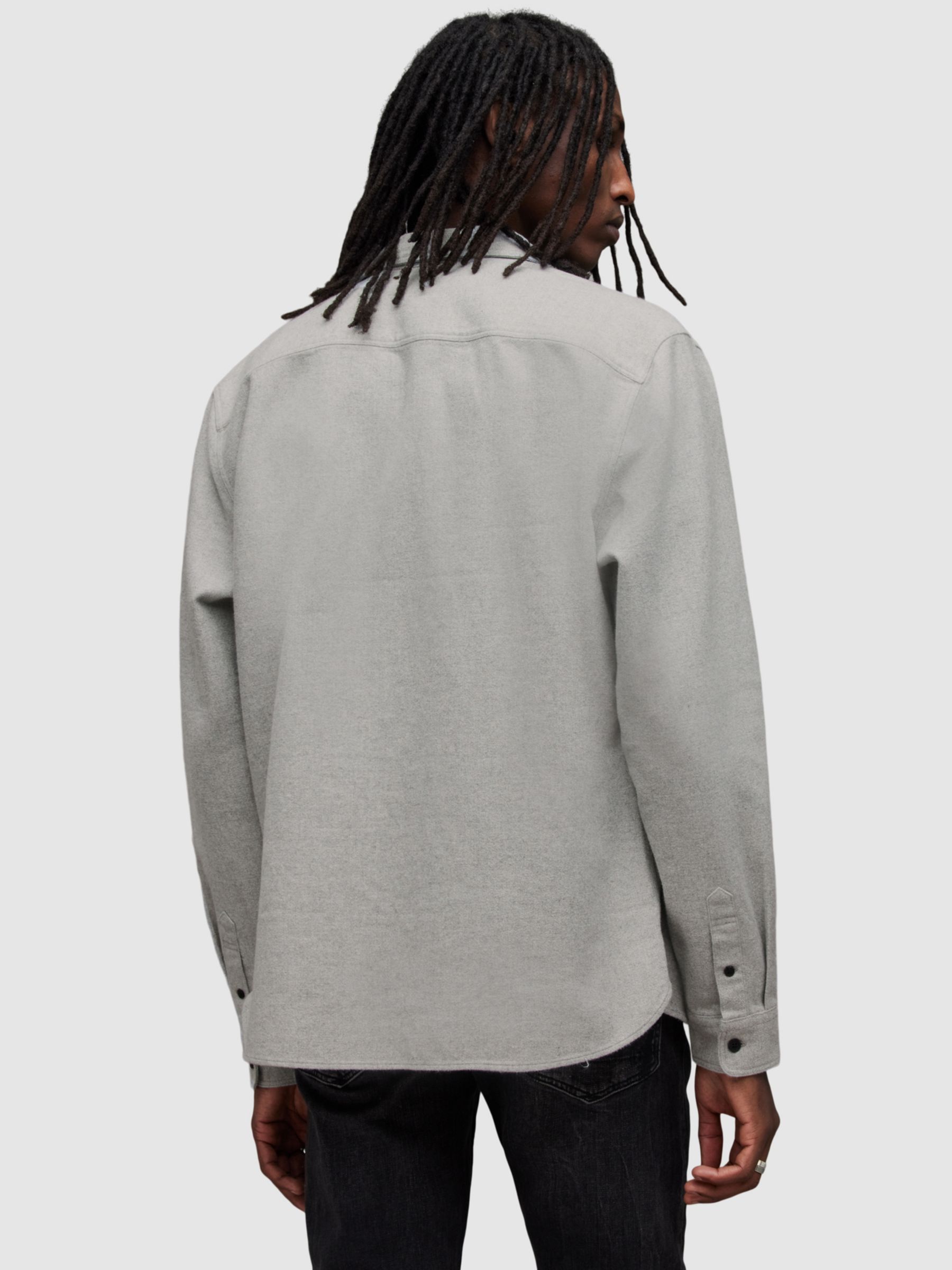 AllSaints Arden Long Sleeve Shirt, Grey at John Lewis & Partners