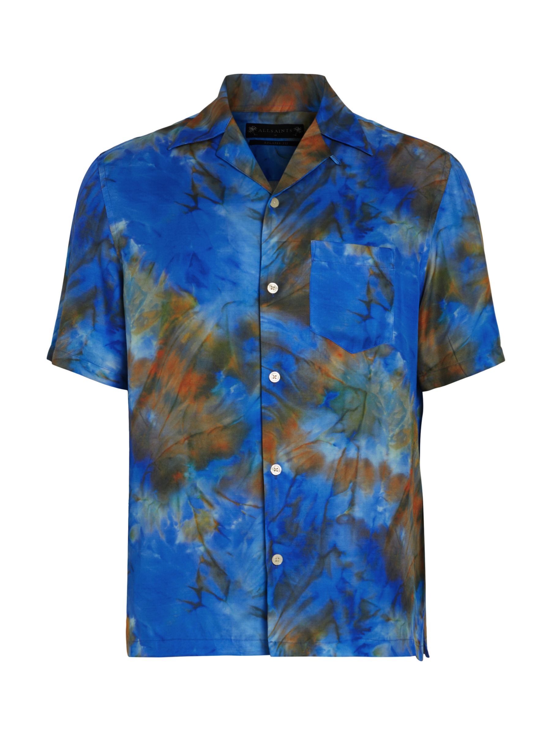 AllSaints Borealis Short Sleeve Shirt, Blue/Multi