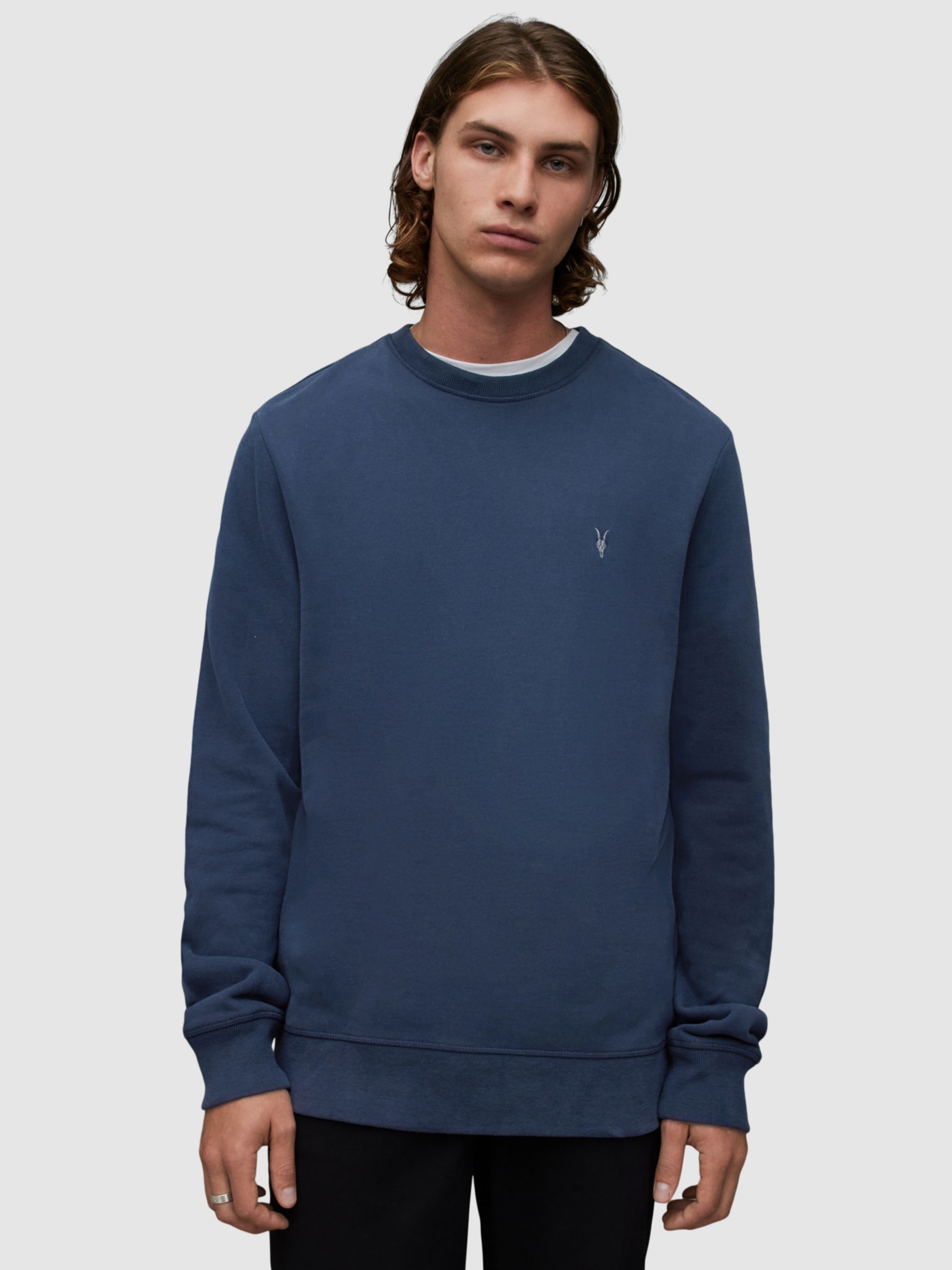 AllSaints Raven Crew Neck Sweatshirt, Cadet Blue