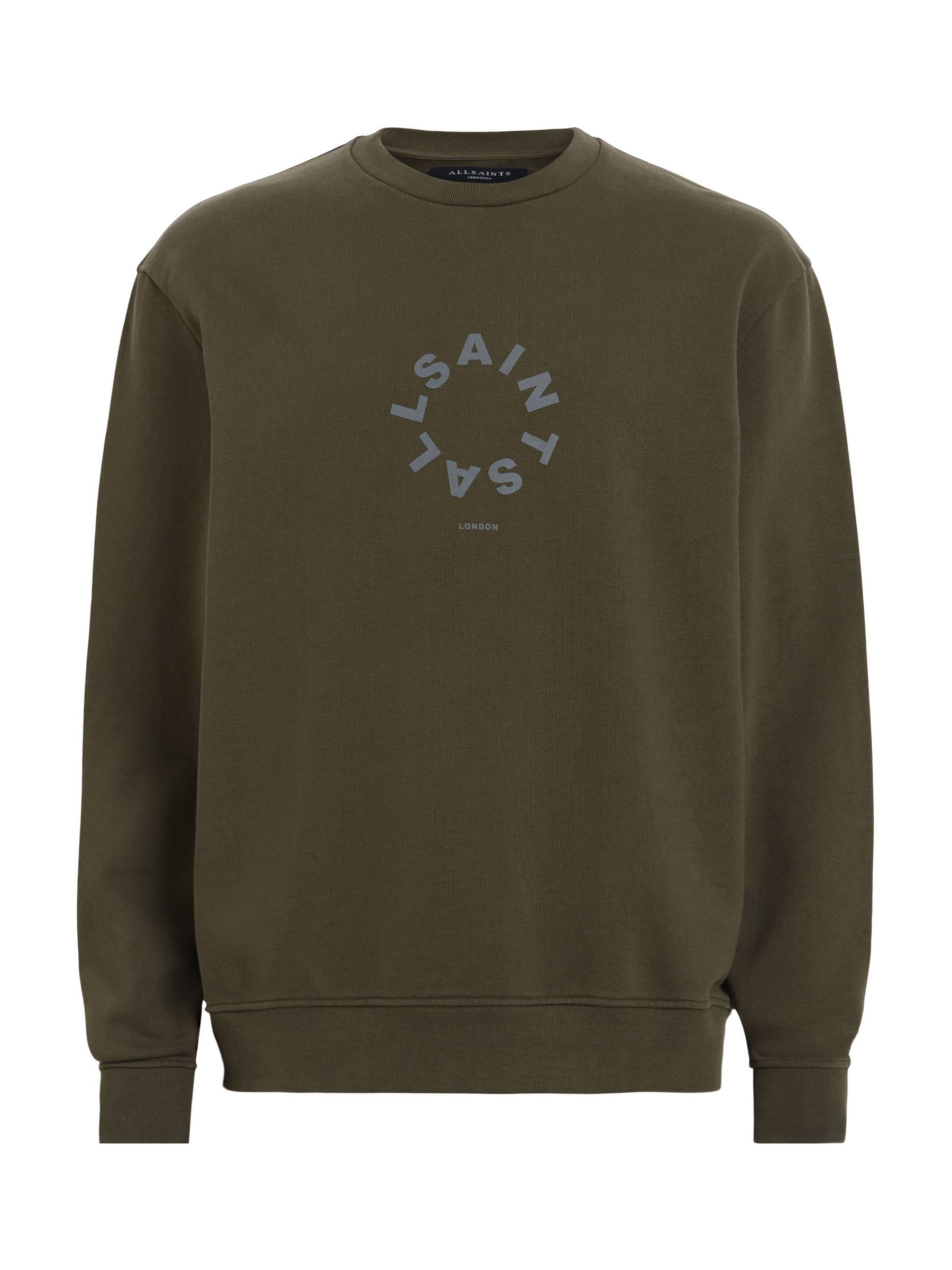 AllSaints Tierra Crew Neck Sweatshirt, Tea Leaf Green at John Lewis ...