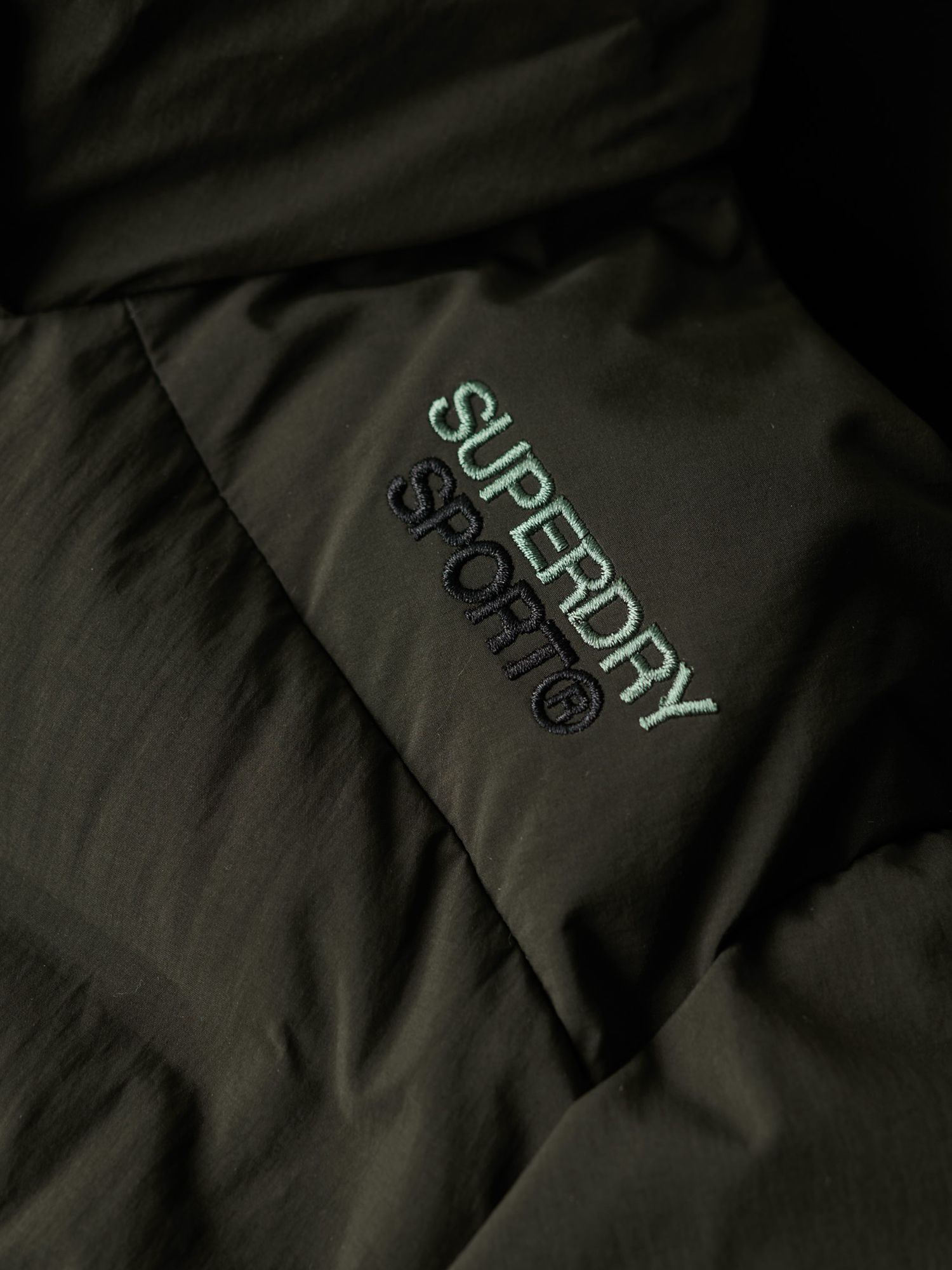 Superdry Hooded Longline Padded Jacket, Olive, S