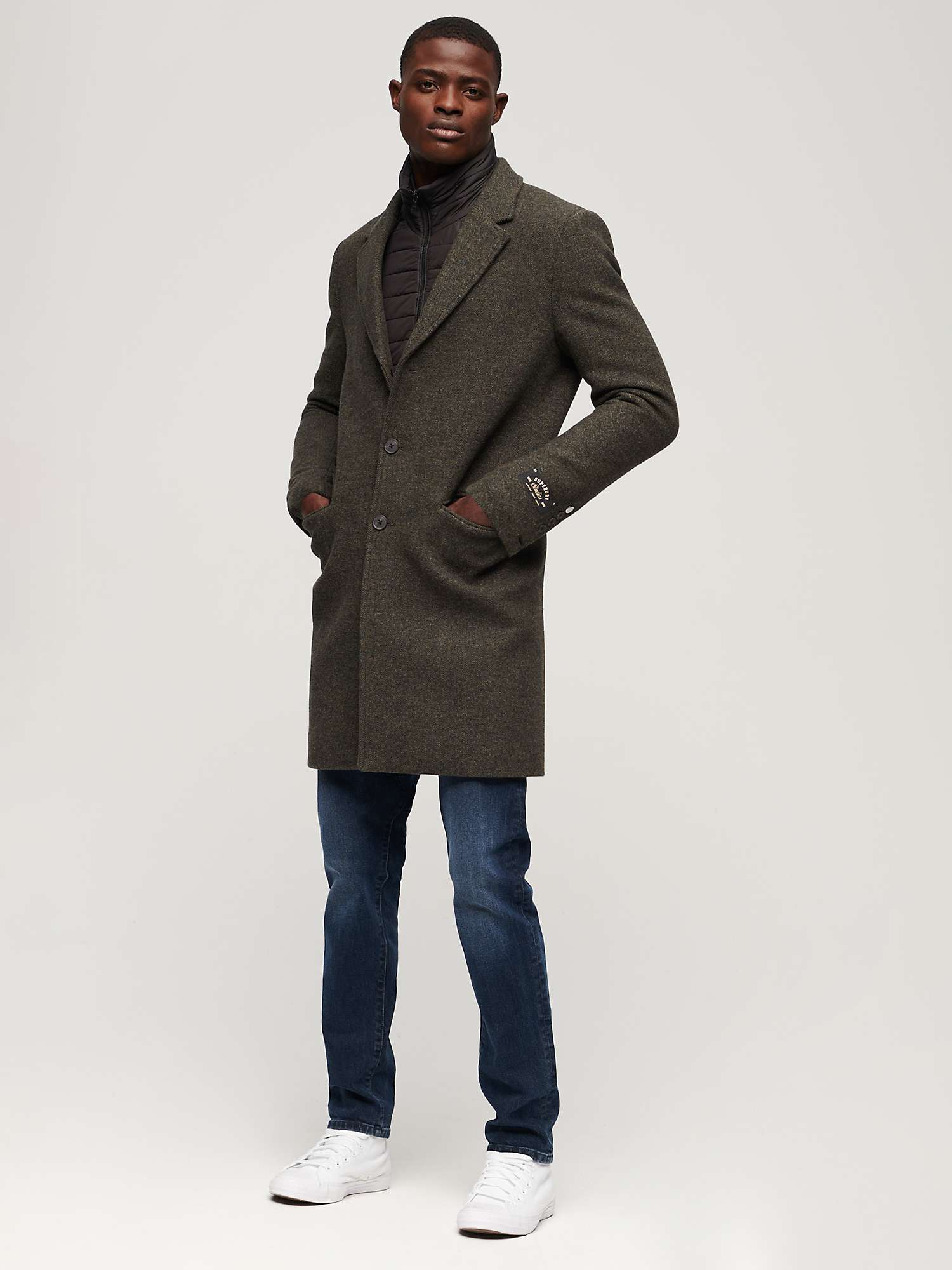 Buy Superdry 2 In 1 Wool Town Coat, Forest Green Tweed Online at johnlewis.com