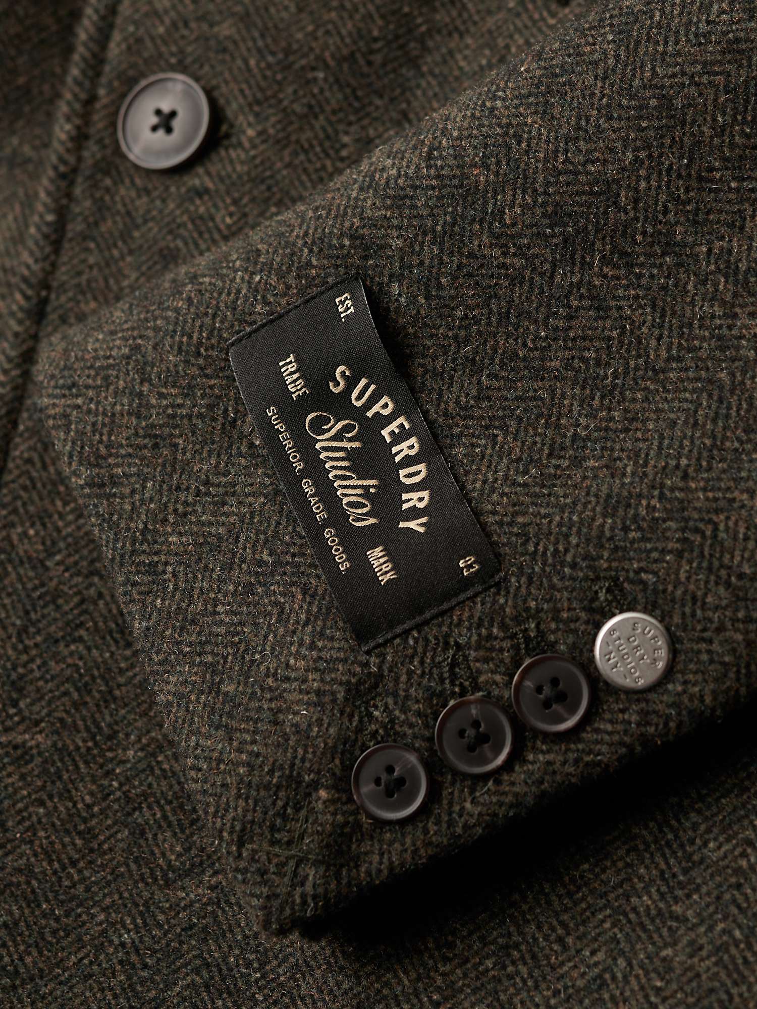 Buy Superdry 2 In 1 Wool Town Coat, Forest Green Tweed Online at johnlewis.com