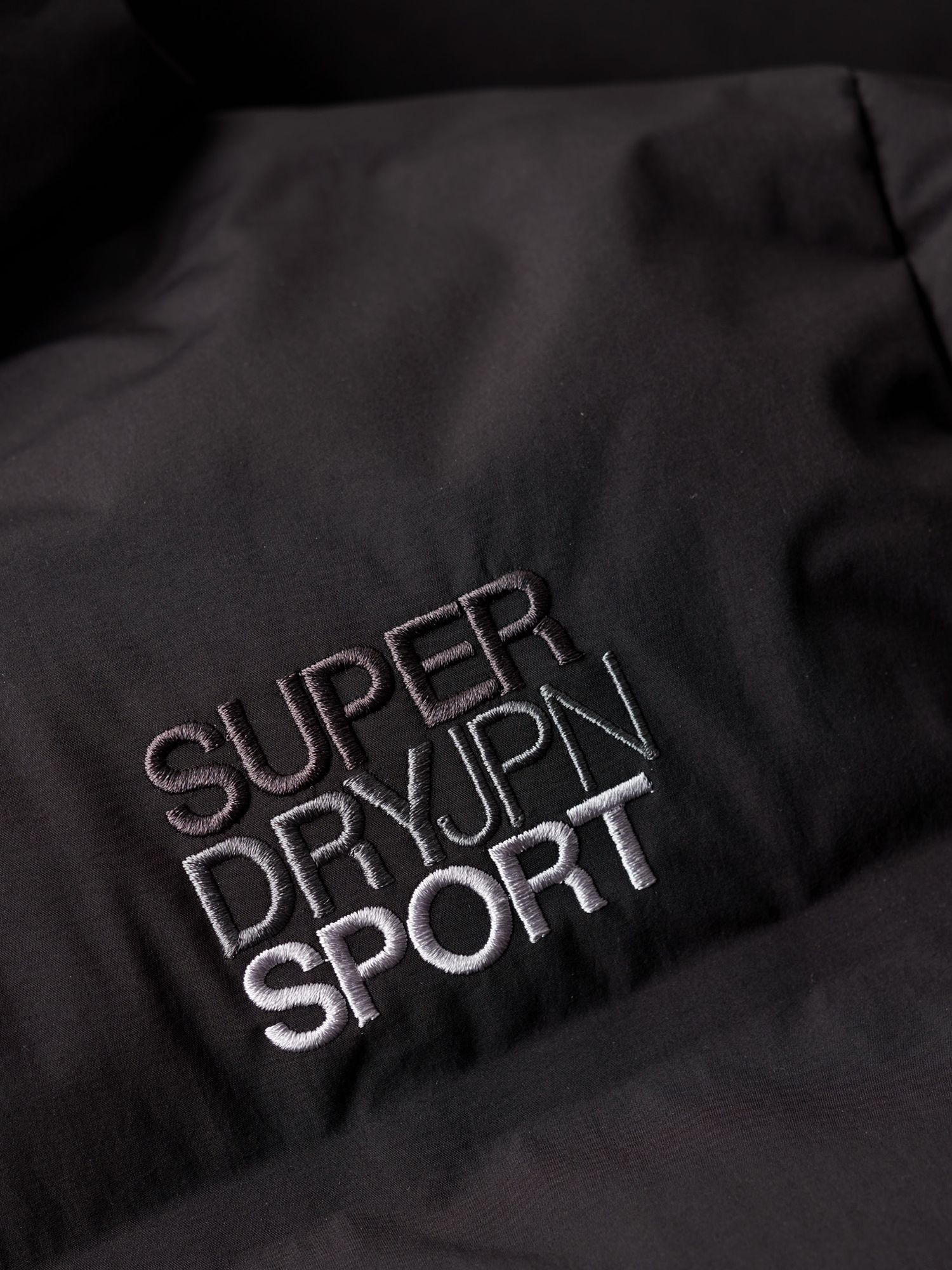 Superdry Hooded Longline Padded Jacket, Black at John Lewis & Partners