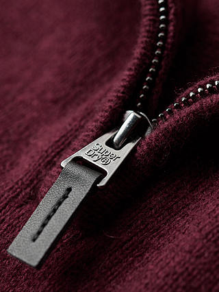 Superdry Essential Embroidered Knit Henley Jumper, Vineyard Red