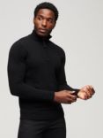 Superdry Essential Embroidered Knit Henley Jumper, Black