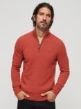 Superdry Essential Embroidered Knit Henley Jumper, Paprika Orange Marl