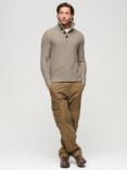 Superdry Chunky Button High Neck Jumper, Desert Taupe Beige