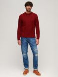 Superdry Jacob Crew Neck Knitted Jumper, Deep Burgandy