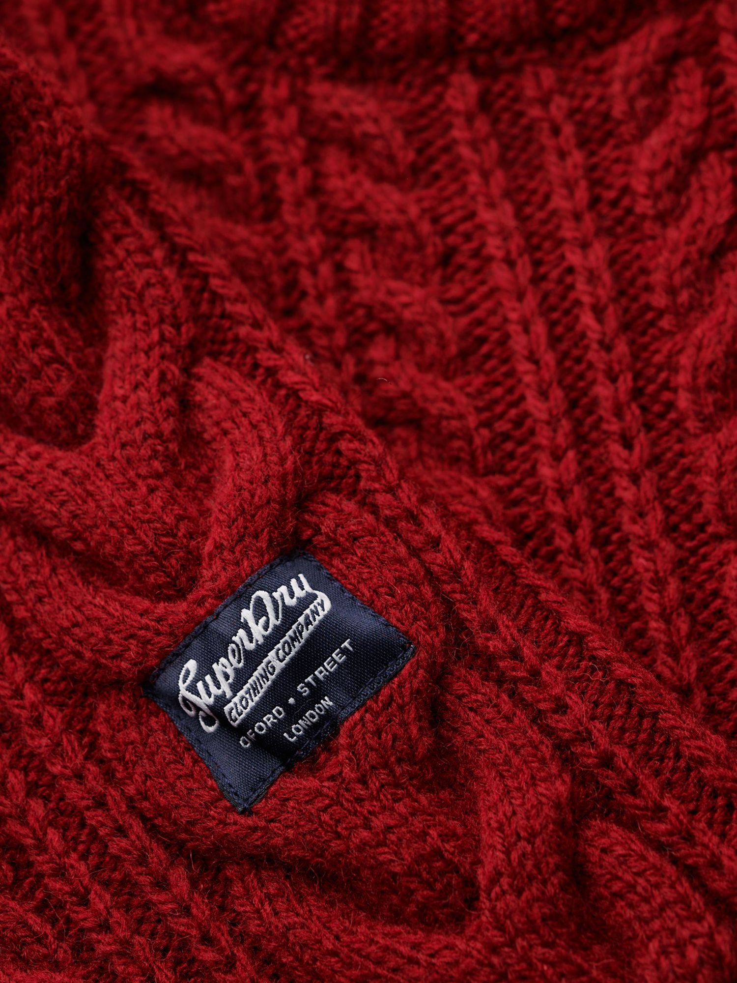 Buy Superdry Jacob Crew Neck Knitted Jumper, Deep Burgandy Online at johnlewis.com
