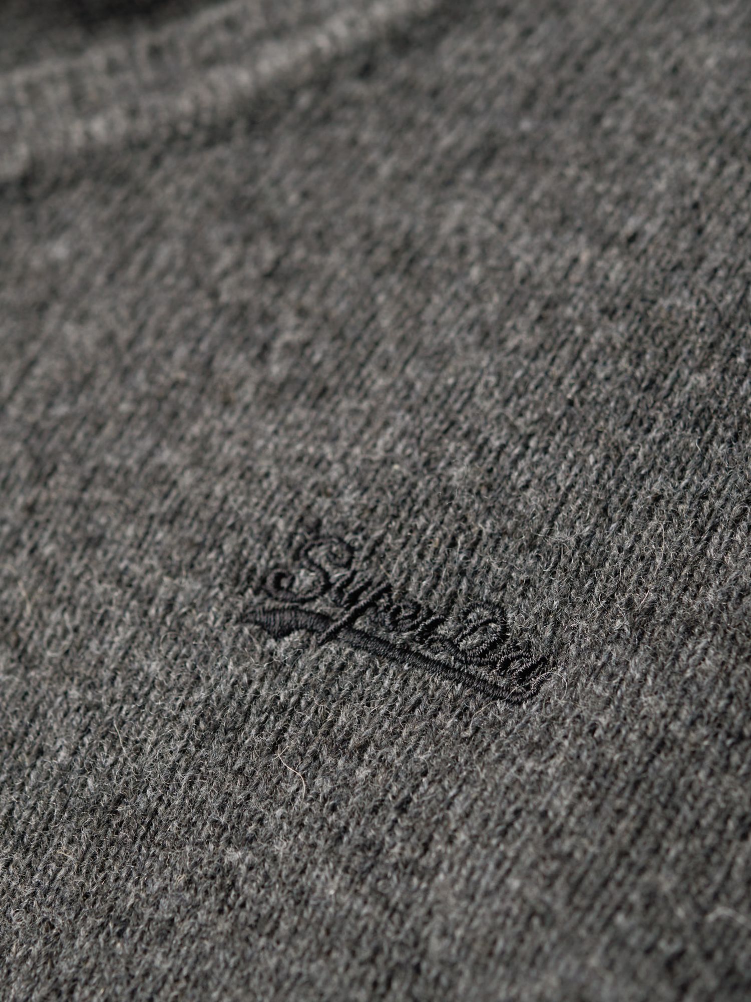 Superdry Essential Embroidered Wool Blend V-Neck Jumper, Gull Grey Marl ...