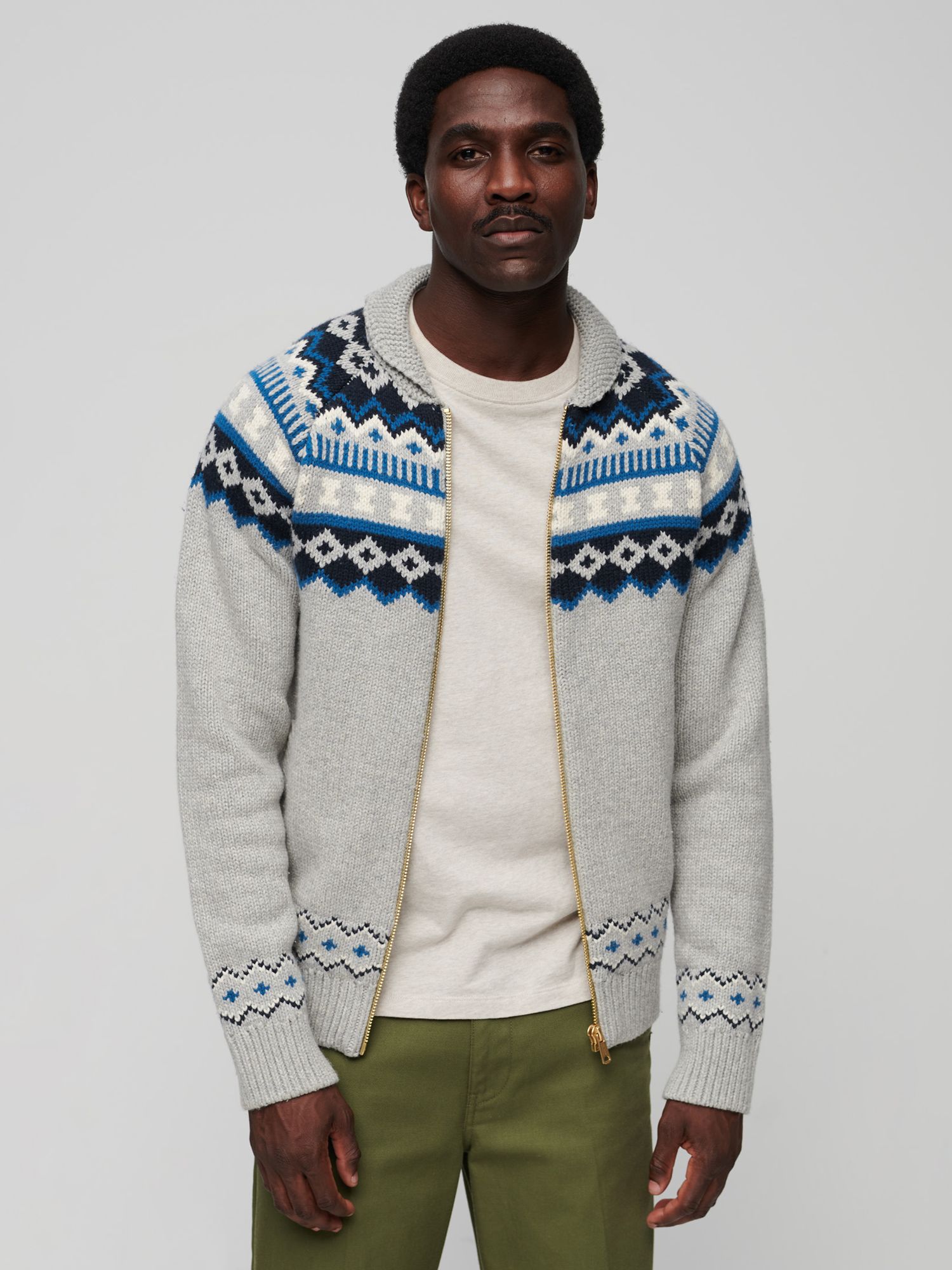 Superdry Zip Through Knit Cardigan, Grey Marl Multi