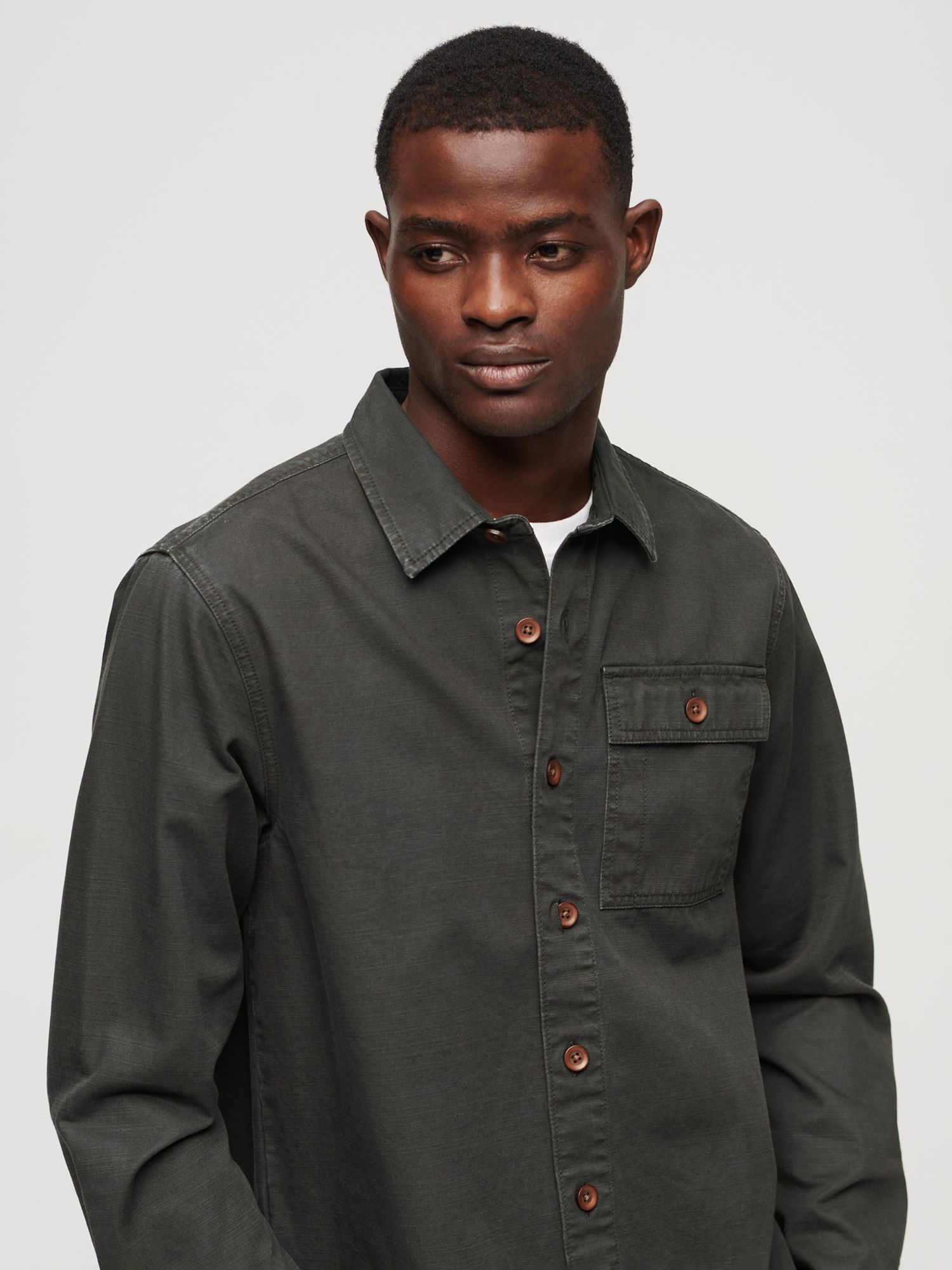 Superdry Military Overshirt, Jet Black at John Lewis & Partners