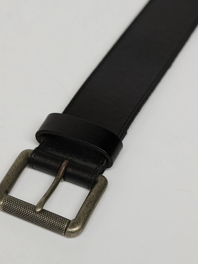 Superdry Vintage Branded Belt, Black/Silver