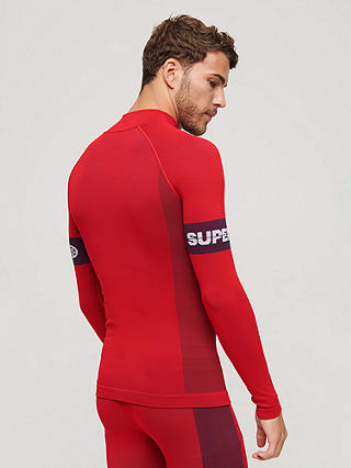 Superdry Seamless 1/4 Zip Baselayer Top, Hike Red