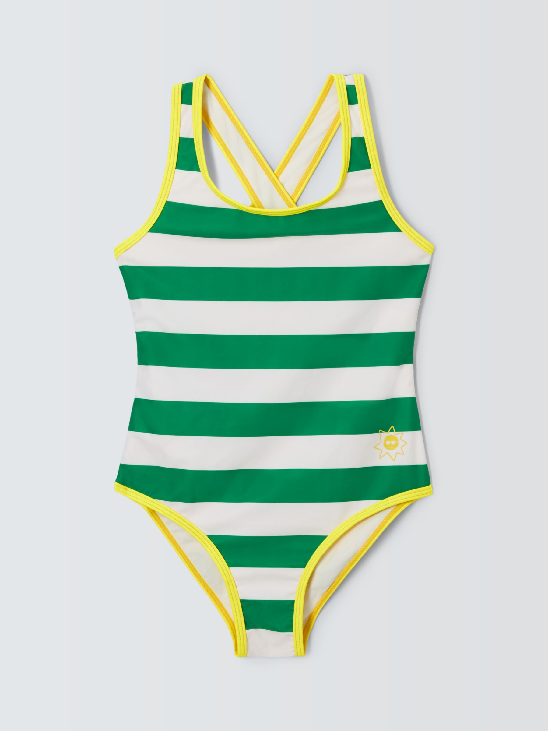 John Lewis ANYDAY Kids' Stripe Swimsuit, Green/Multi, 2 years