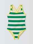 John Lewis ANYDAY Kids' Stripe Swimsuit, Green/Multi
