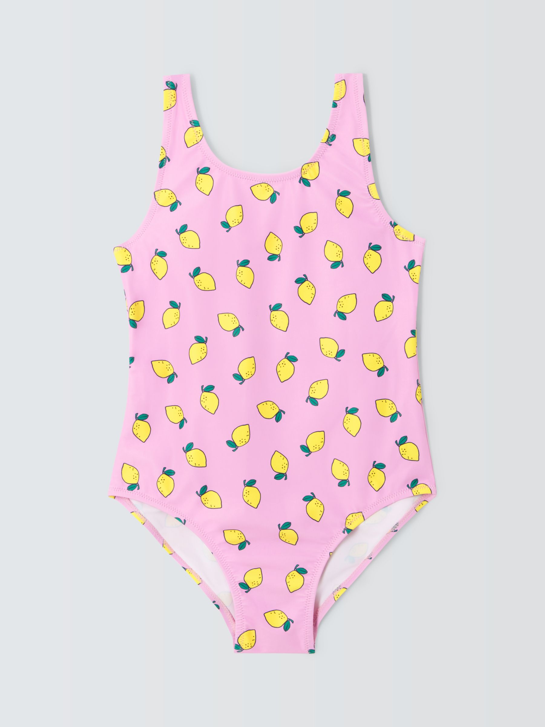 John Lewis ANYDAY Kids' Lemon Print Swimsuit, Pink/Multi, 9 years