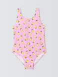 John Lewis ANYDAY Kids' Lemon Print Swimsuit, Pink/Multi