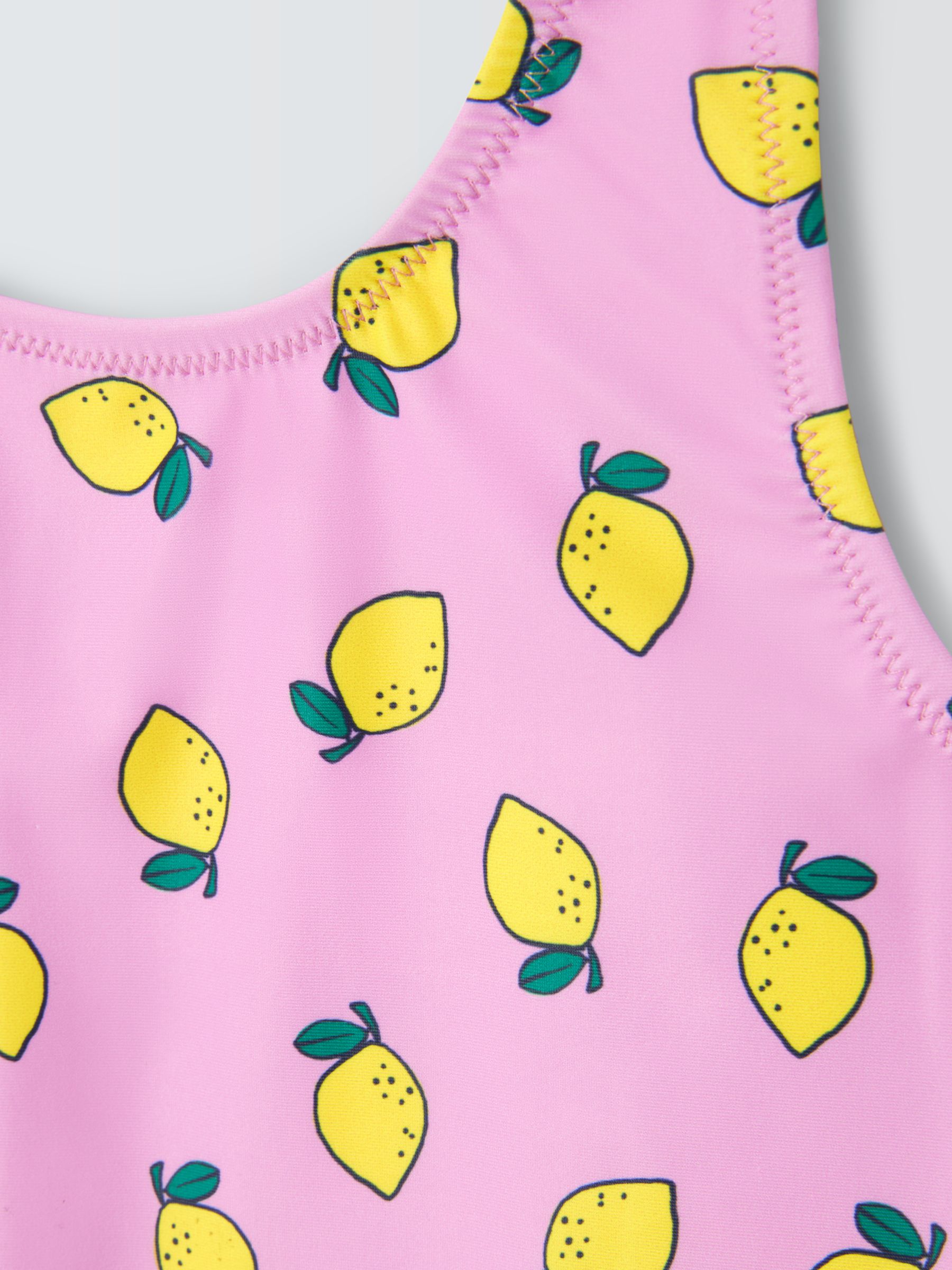 John Lewis ANYDAY Kids' Lemon Print Swimsuit, Pink/Multi, 9 years
