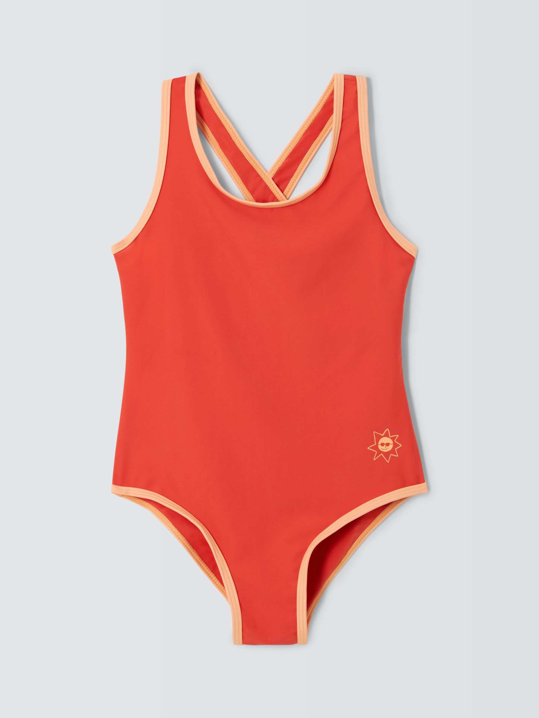 John Lewis ANYDAY Kids' Sun Swimsuit, Red, 9 years