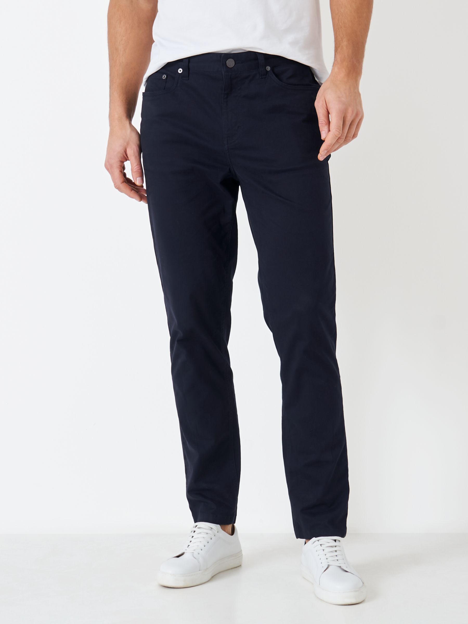 Crew Clothing Spencer Slim 5 Pocket Trousers, Navy at John Lewis & Partners