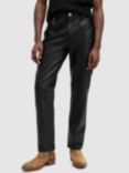 AllSaints Lynch Straight Leg Leather Trousers, Black