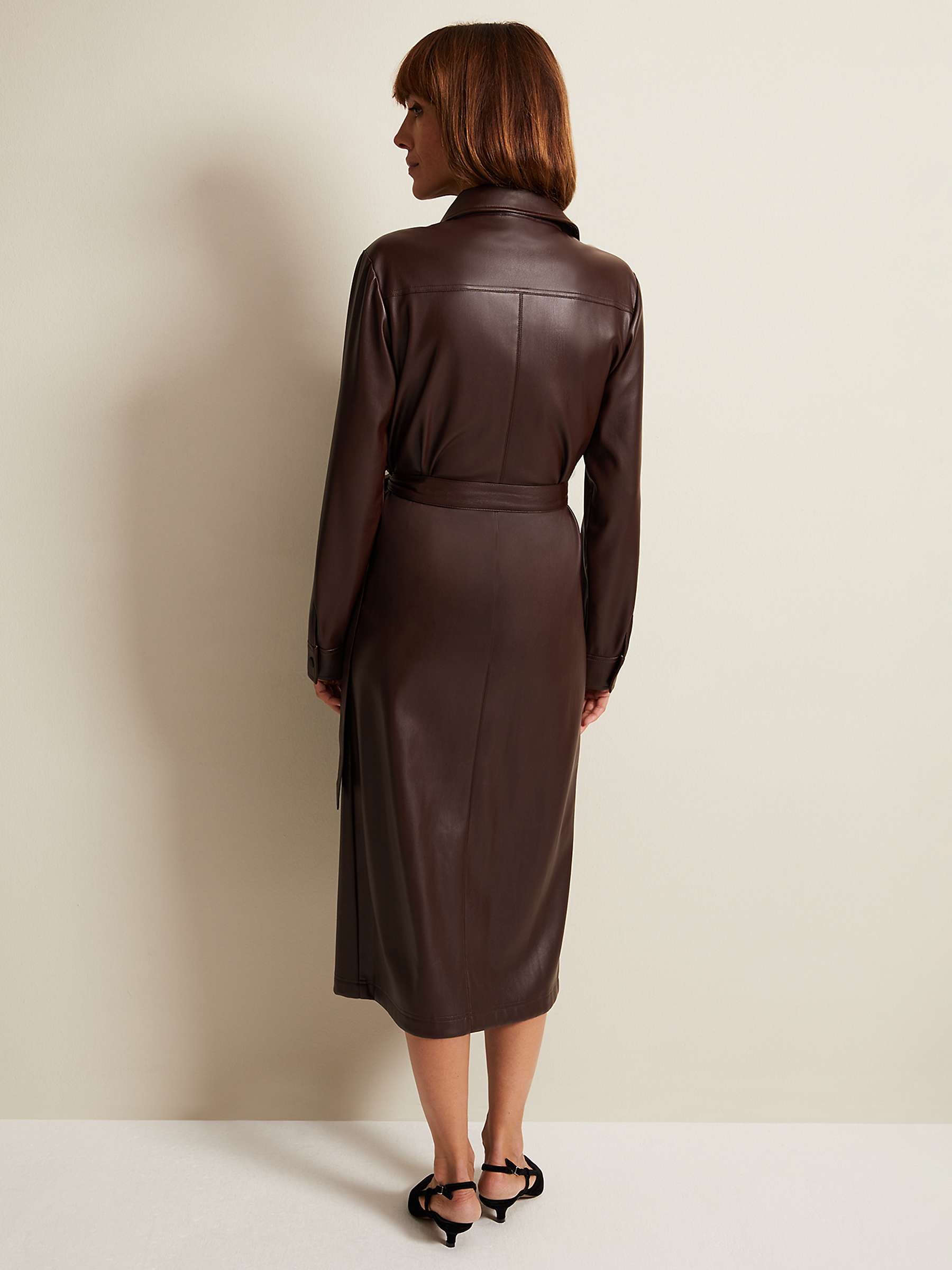 Buy Phase Eight Dila Faux Leather Midi Dress, Purple Online at johnlewis.com