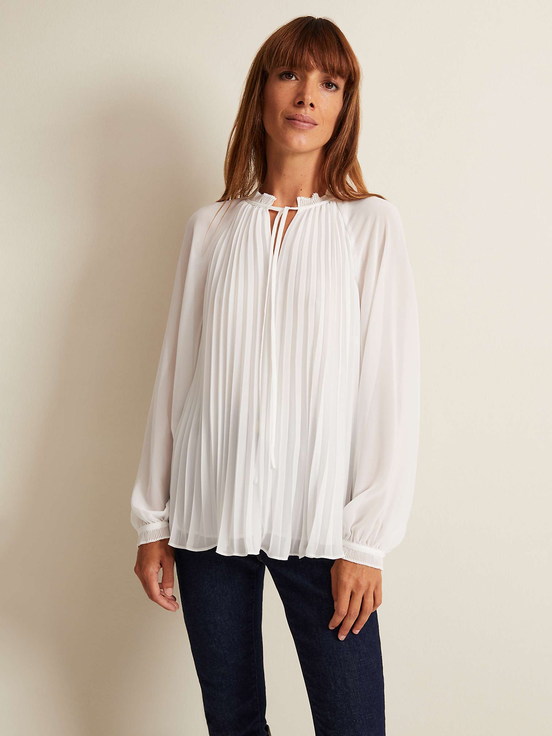 Buy Phase Eight Tessie Pleated Blouse, Ivory Online at johnlewis.com