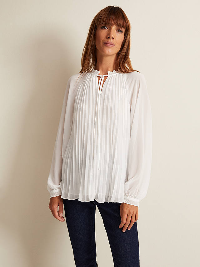 Phase Eight Tessie Pleated Blouse, Ivory