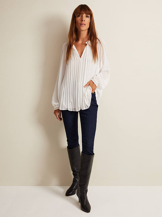Phase Eight Tessie Pleated Blouse, Ivory