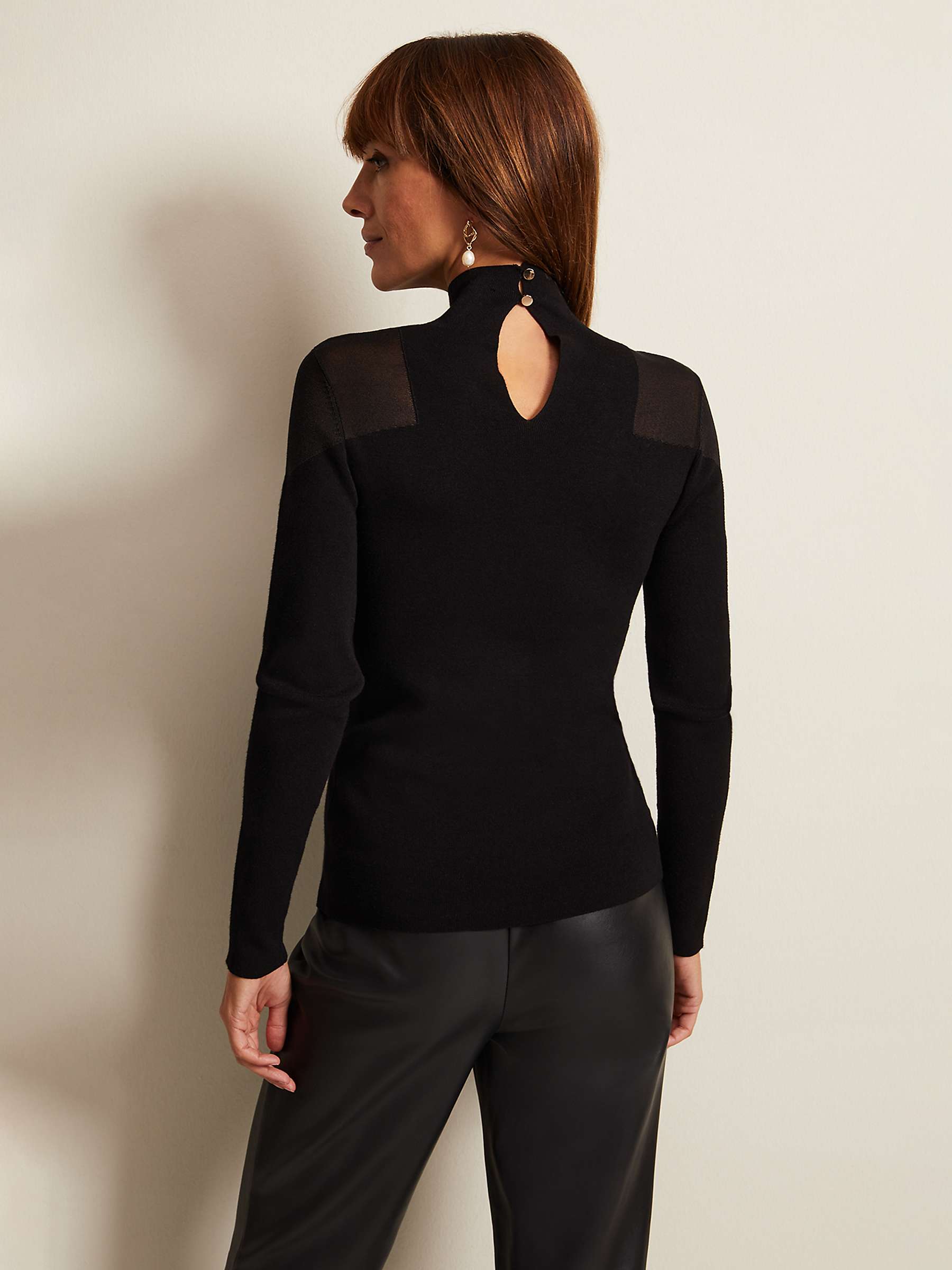 Buy Phase Eight Amiee Sheer Shoulder Panel Knitted Top, Black Online at johnlewis.com