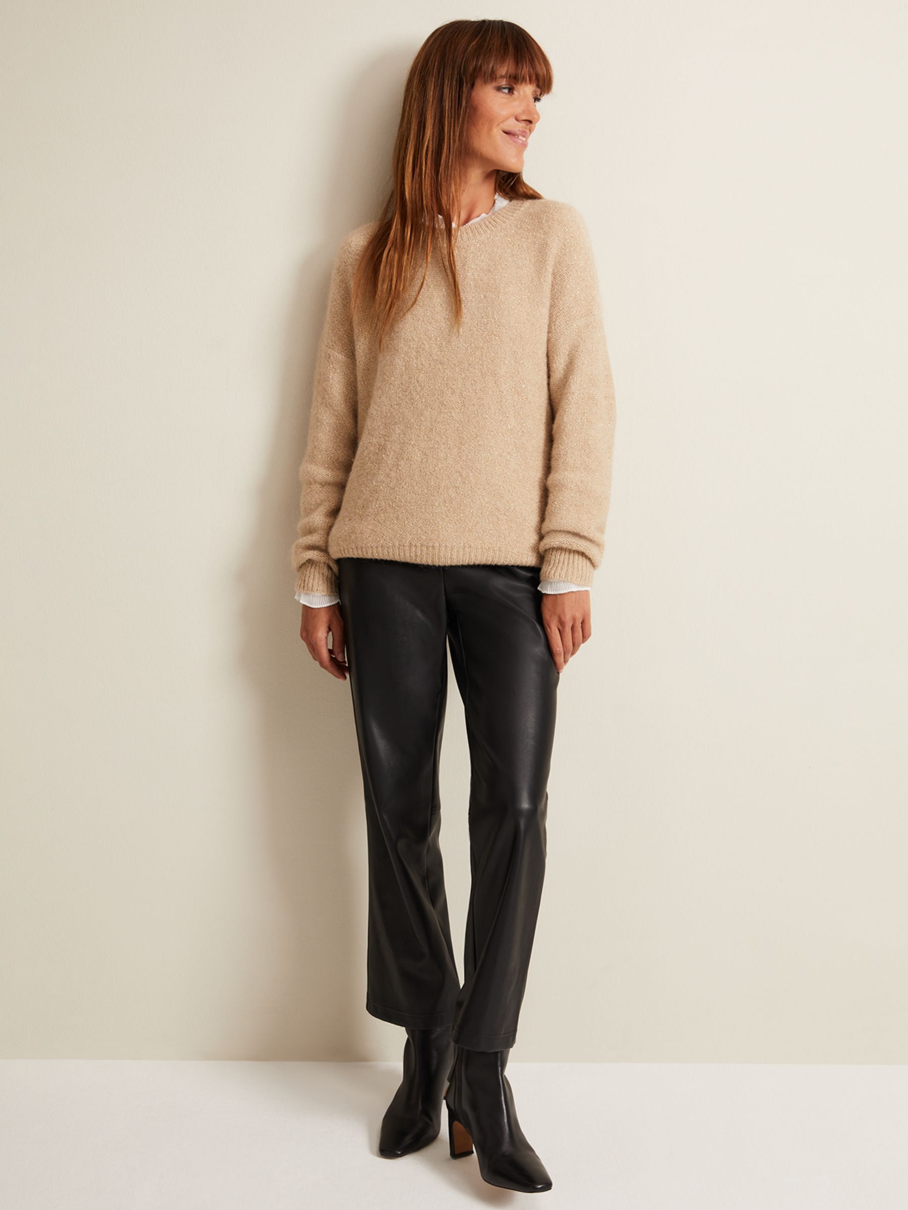 Buy Phase Eight Oakley Sparkle Knit Jumper, Camel Online at johnlewis.com