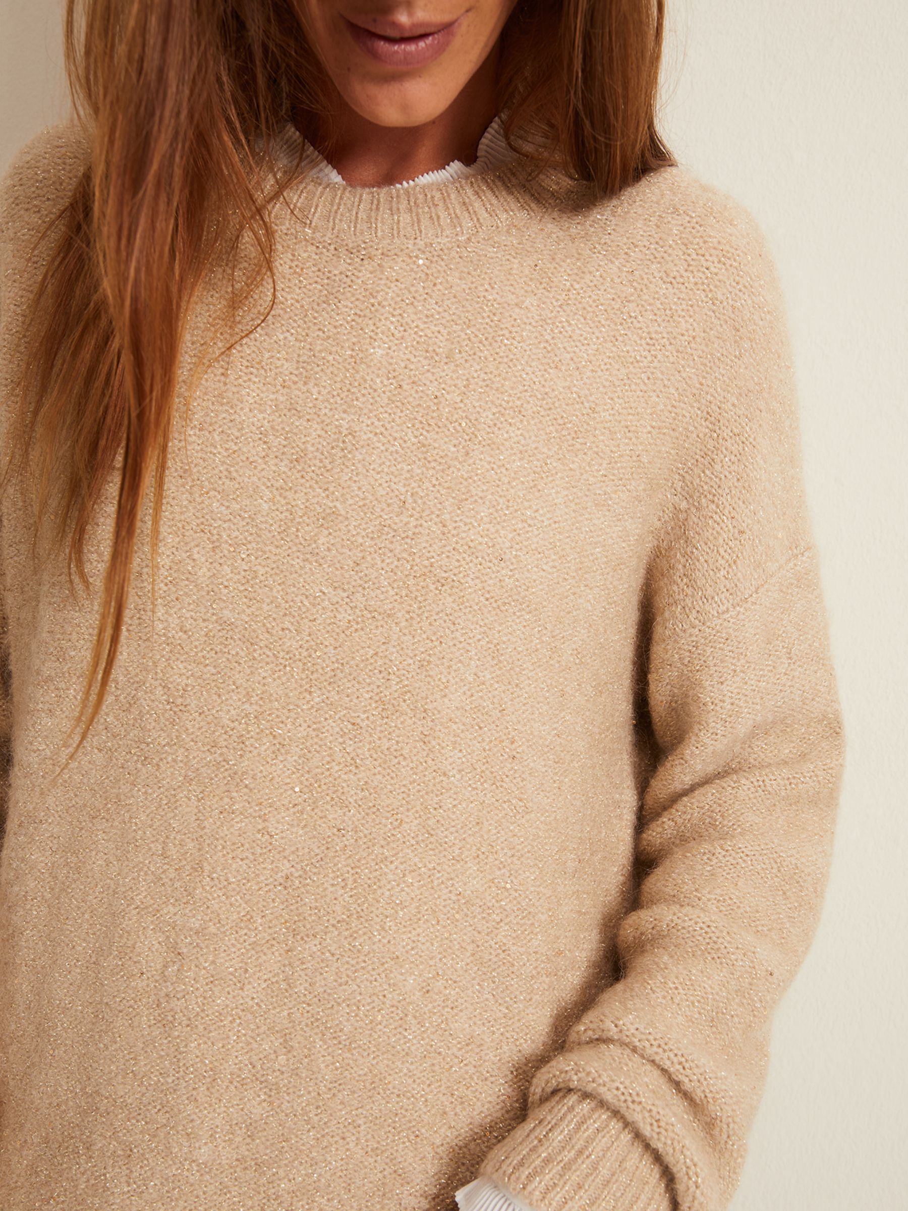 Buy Phase Eight Oakley Sparkle Knit Jumper, Camel Online at johnlewis.com