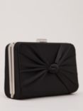 Phase Eight Satin Knot Front Box Clutch Bag, Black