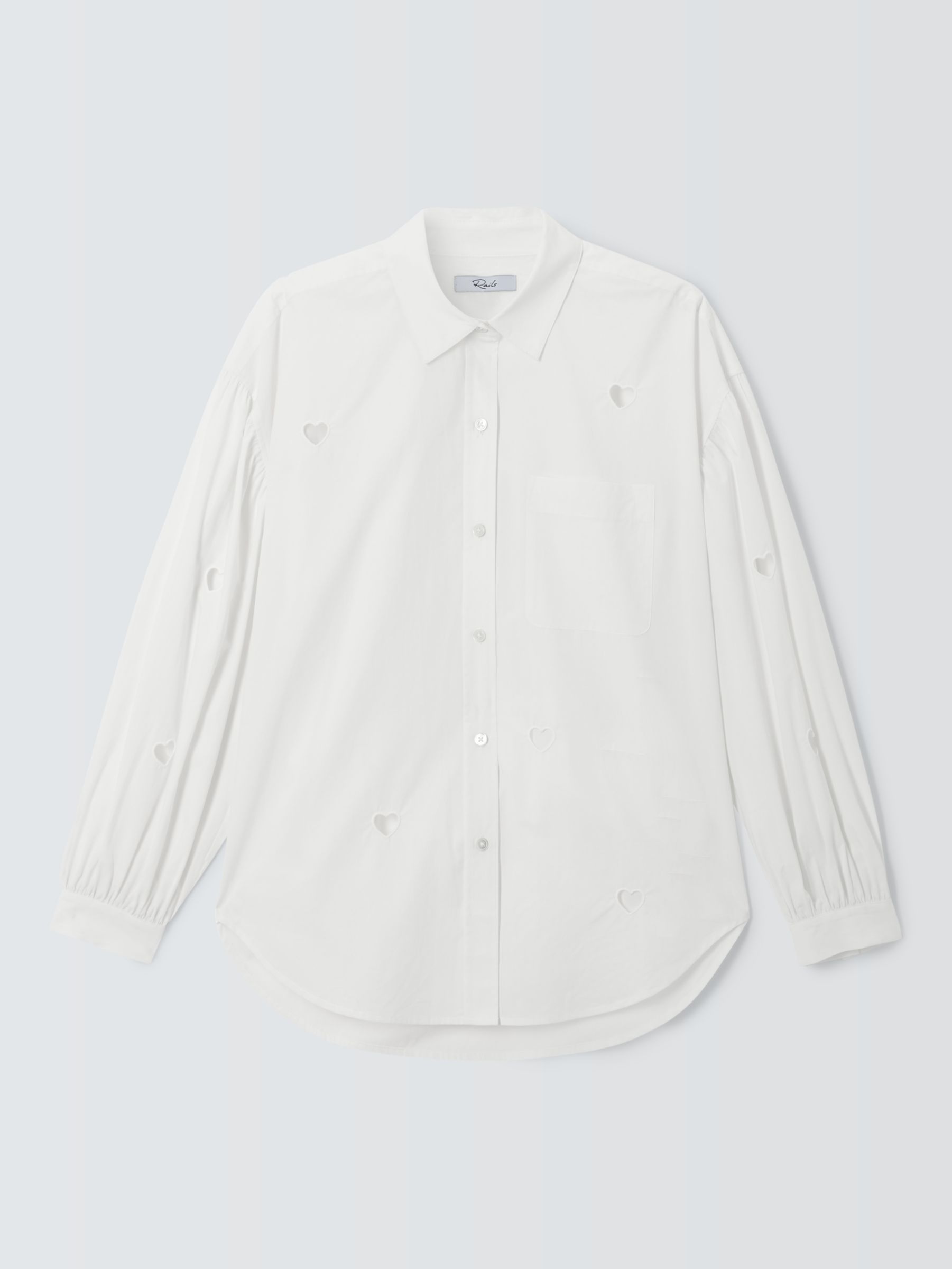 Rails Janae Eyelet Heart Cotton Shirt, White, XS