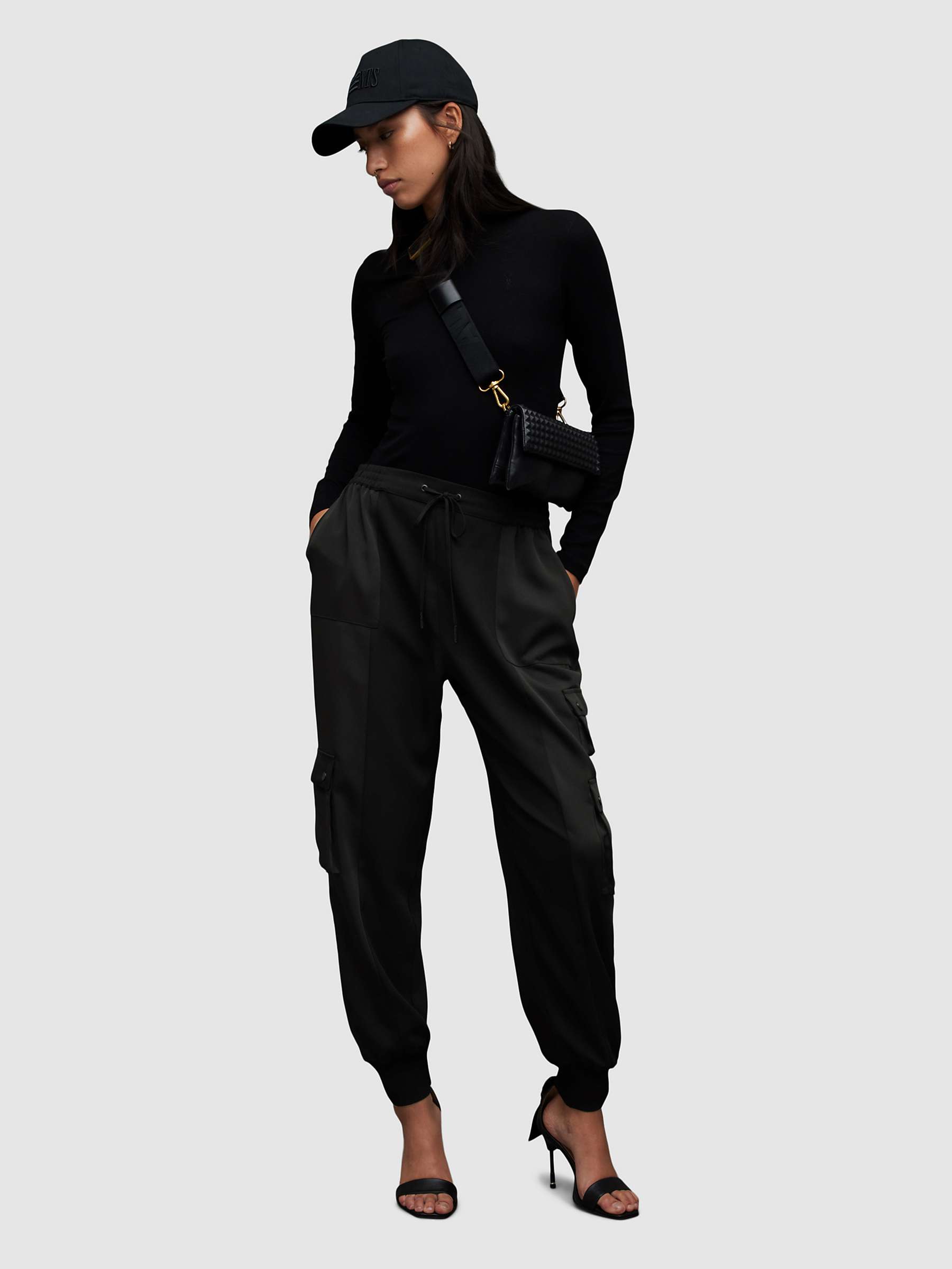 Buy AllSaints Venus Cargo Trousers, Black Online at johnlewis.com