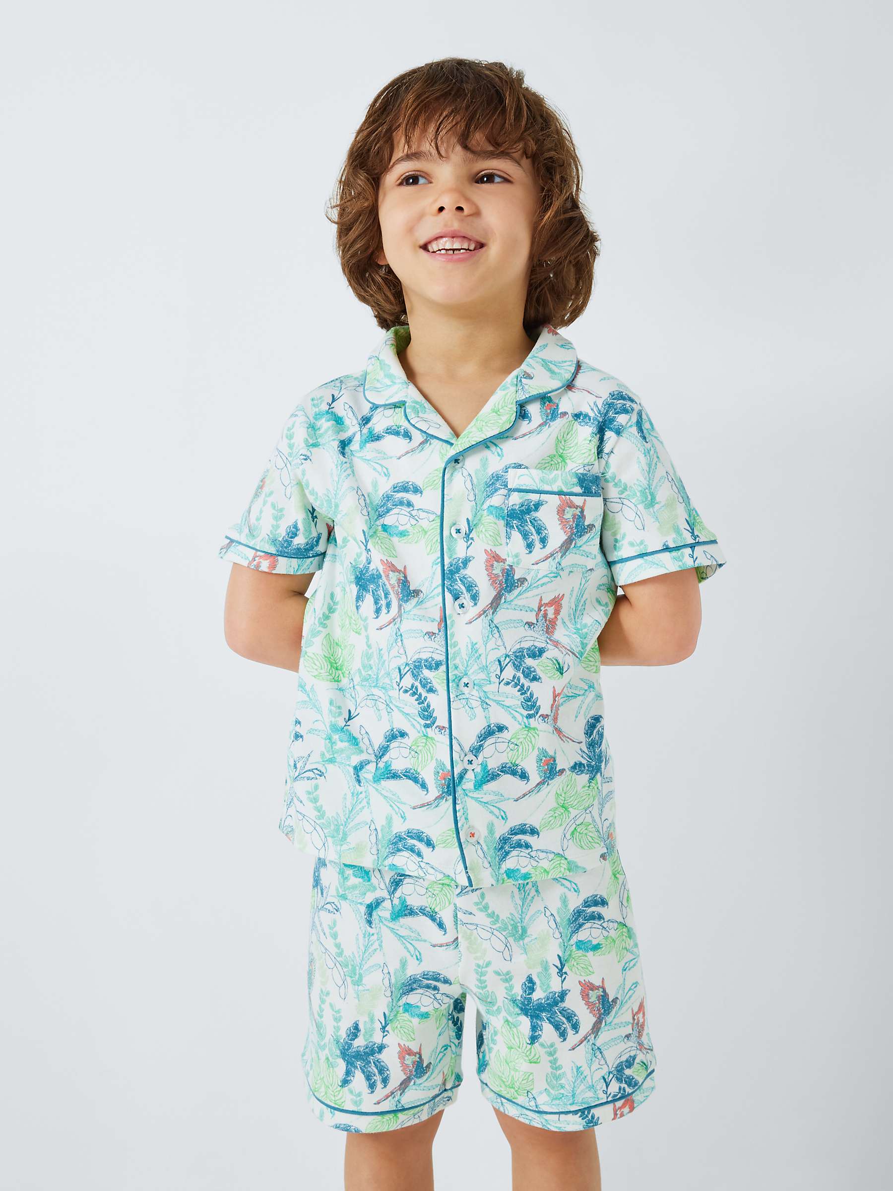 Buy John Lewis Kids' Palm Parrot Shirt Short Pyjama Set, Green/Multi Online at johnlewis.com