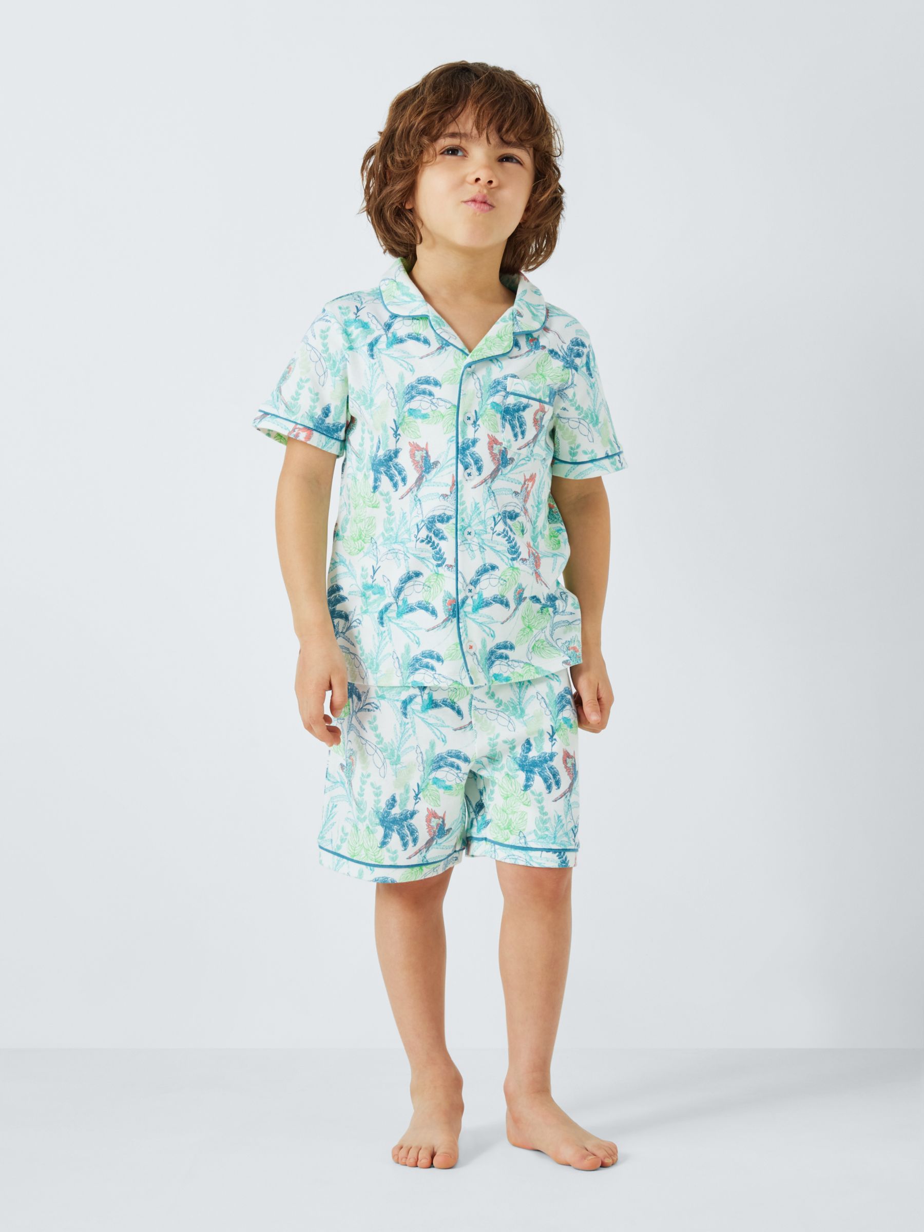Buy John Lewis Kids' Palm Parrot Shirt Short Pyjama Set, Green/Multi Online at johnlewis.com