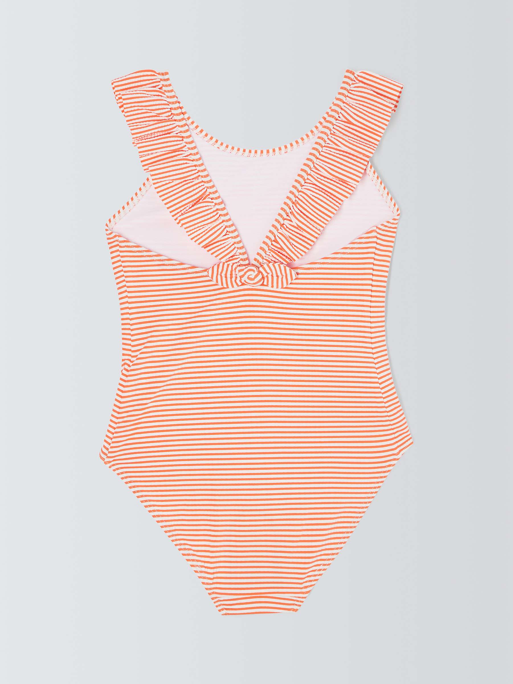 Buy John Lewis Kids' Frill Neck Stripe Swimsuit, Orange Online at johnlewis.com