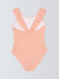John Lewis Kids' Frill Neck Stripe Swimsuit, Orange