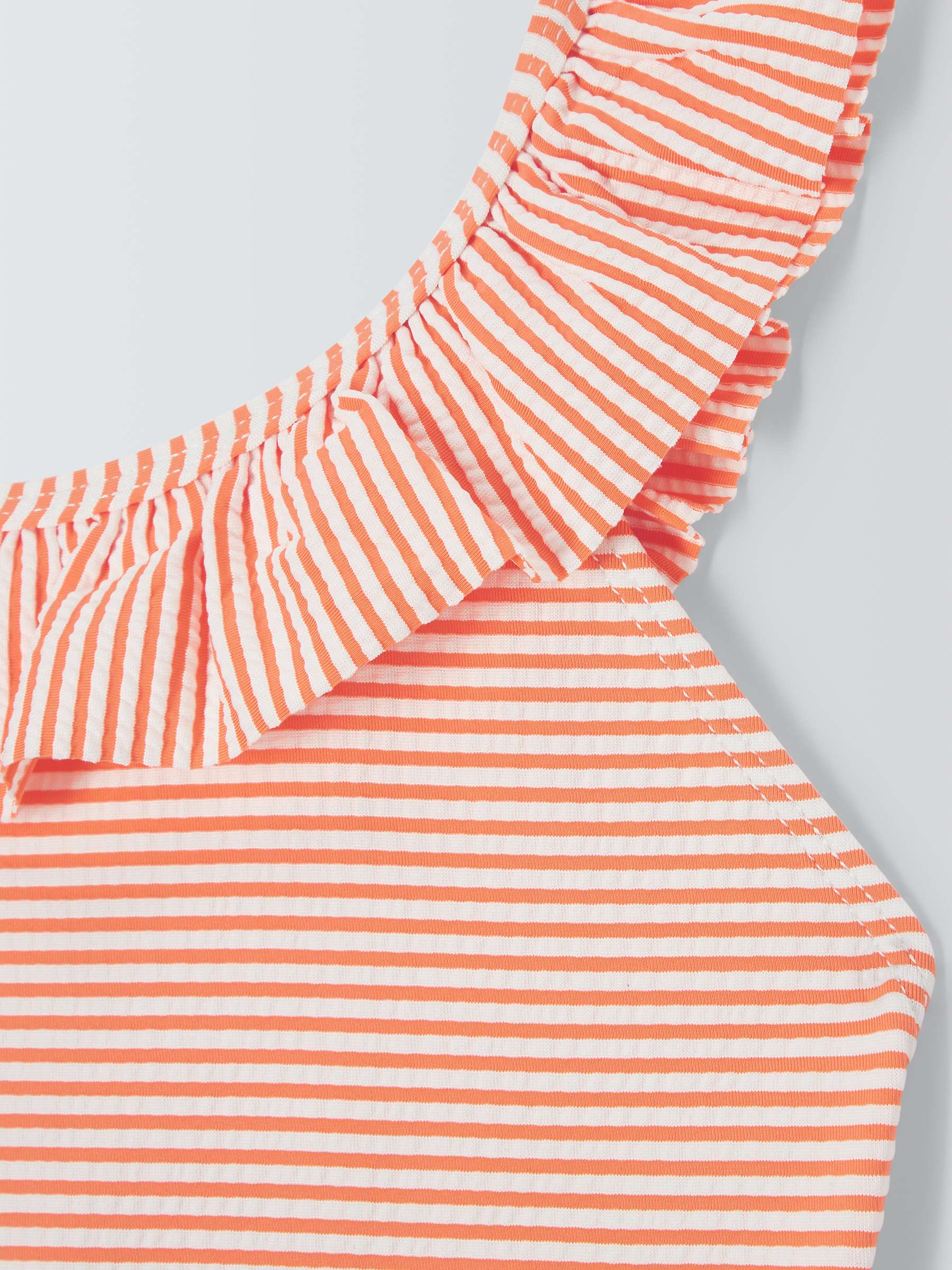 Buy John Lewis Kids' Frill Neck Stripe Swimsuit, Orange Online at johnlewis.com