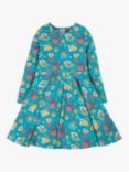 Frugi Kids' Sofia Koala Print Skater Dress, Camper Blue