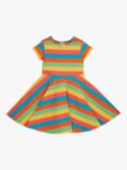 Frugi Kids' Spring Camper Stripe Skater Dress, Rainbow