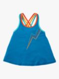 Frugi Kids' Galaxy Cross Over Back Vest, Loch Blue/Rainbow