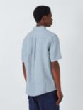 John Lewis Linen Short Sleeve Gingham Shirt, Blue