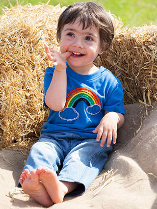 Frugi  Kids' Avery Rainbow Applique T-Shirt, Cobalt/Multi