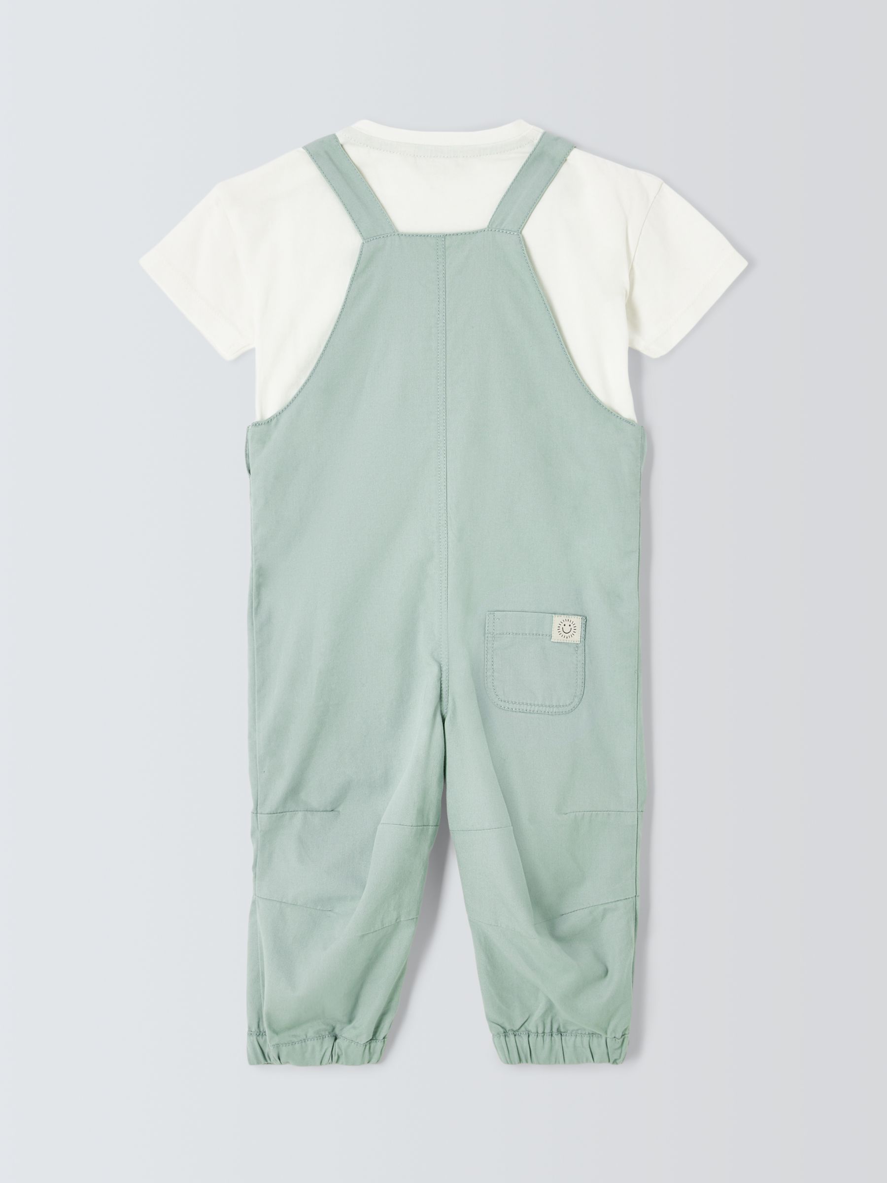 Buy John Lewis Baby Twill Dungarees & T-Shirt Set, Green/Multi Online at johnlewis.com
