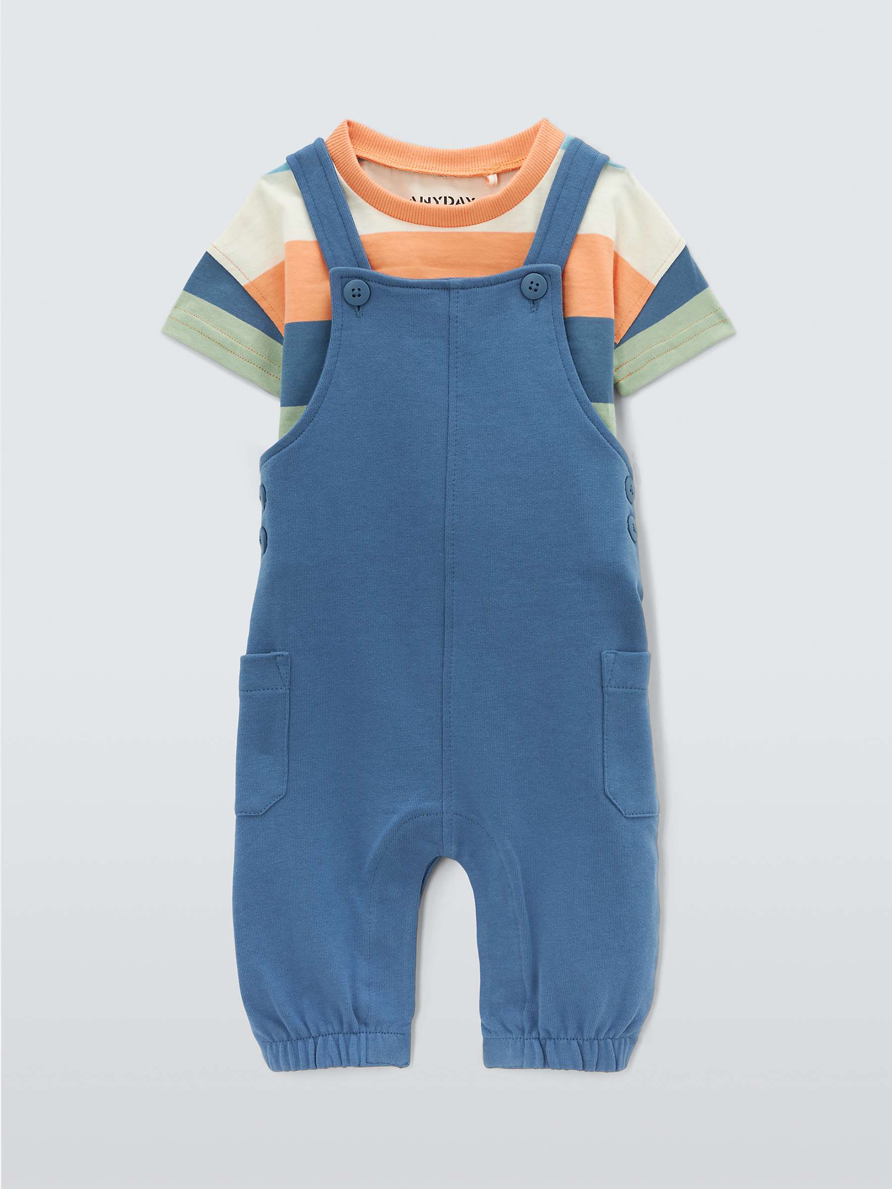 Buy John Lewis ANYDAY Baby Stripe T-Shirt & Dungaree Set, Multi Online at johnlewis.com